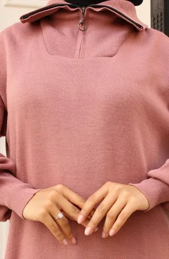 Gebreide Jurk Met Ritskraag 2441-03 Dusty Rose 2441-03