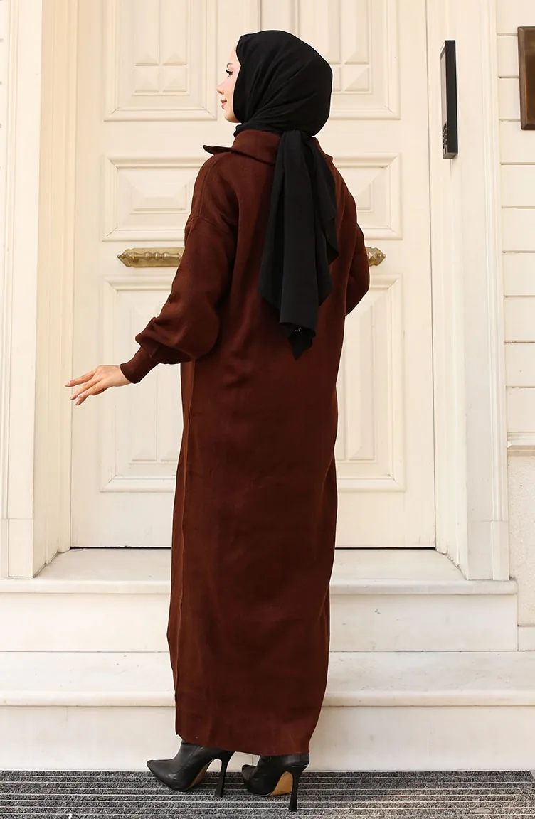 Brown Hijab Dress 2441-04 | Sefamerve