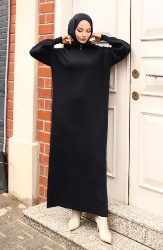Zippered Collar Knitwear Dress 2441-05 Black 2441-05