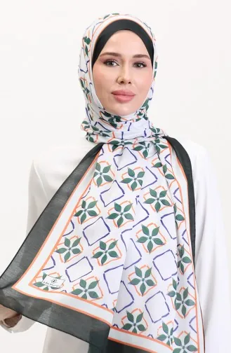 Desenli Soft Şal 70269-06 Siyah Zümrüt Yeşili