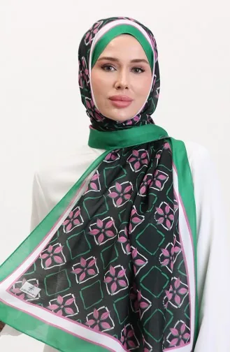 وشاح ناعم منقوش 70269-07 أخضر أسود 70269-07