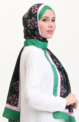 وشاح ناعم منقوش 70269-07 أخضر أسود 70269-07
