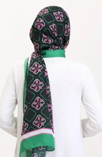 وشاح ناعم منقوش 70269-07 أخضر أسود 70269-07