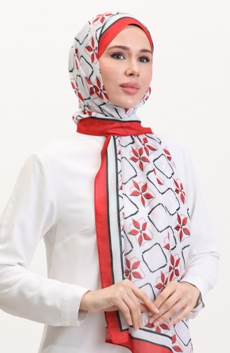 Desenli Soft Şal 70269-08 Kırmızı Siyah