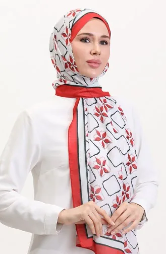شال ناعم منقوش 70269-08 أحمر أسود 70269-08