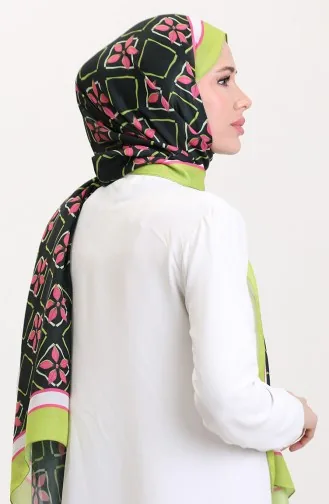 Desenli Soft Şal 70269-09 Fıstık Yeşili Siyah