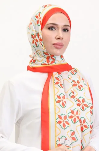 Desenli Soft Şal 70269-10 Turuncu Yeşil