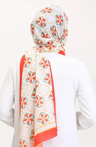 Desenli Soft Şal 70269-10 Turuncu Yeşil