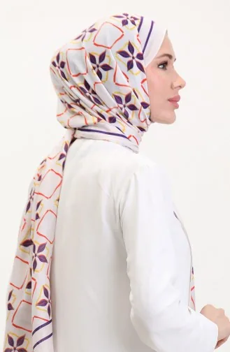 Desenli Soft Şal 70269-12 Krem Mor