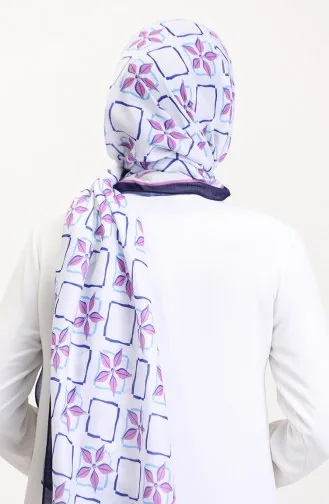 Desenli Soft Şal 70269-16 Lacivert Pembe