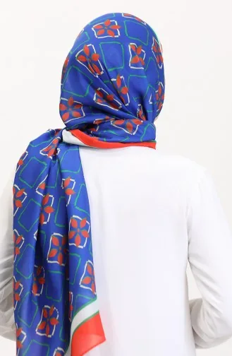 Patterned Soft Scarf 70269-17 Orange Navy Blue 70269-17