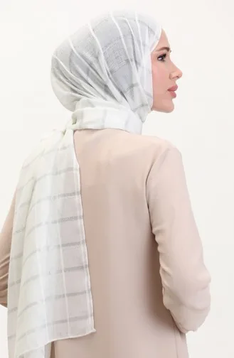 Simli Keten Şal 2072-02 Krem
