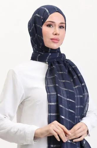 Glitzernder Leinenschal 2072-04 Marineblau 2072-04