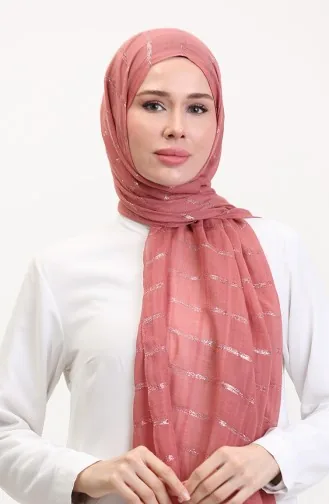 Simli Keten Şal 2072-10 Gül Kurusu