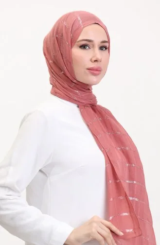 Simli Keten Şal 2072-10 Gül Kurusu