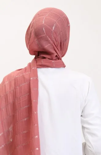 Simli Keten Şal 2072-10 Gül Kurusu