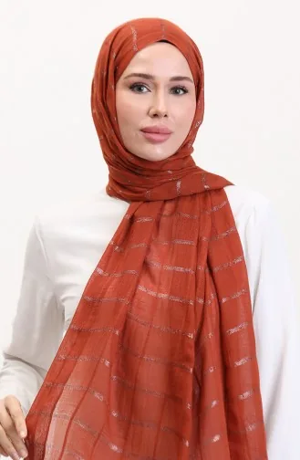 Simli Keten Şal 2072-12 Kiremit