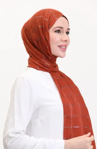 Simli Keten Şal 2072-12 Kiremit