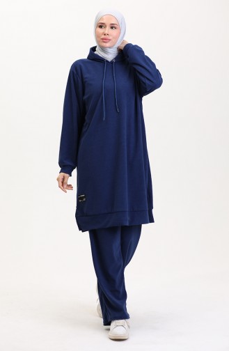 Kapüşonlu Tunik Pantolon İkili Takım 0566-02 Saks