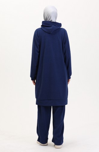 Kapüşonlu Tunik Pantolon İkili Takım 0566-02 Saks