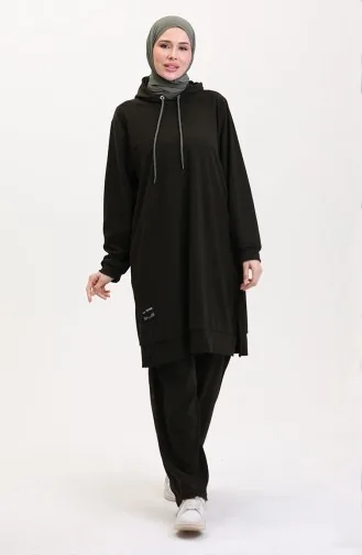 Ensemble Deux Pièces Tunique à Capuche Et Pantalon 0566-04 Kaki 0566-04