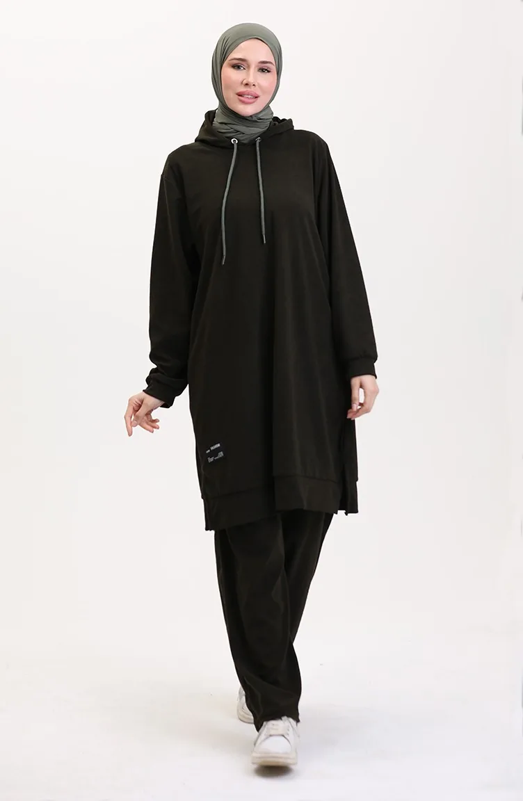 Ensemble Deux Pièces Tunique à Capuche Et Pantalon 0566-04 Kaki 0566-04