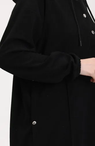 بدلة تونيك بغطاء رأس وبنطلون من قطعتين 0567-01 أسود 0567-01
