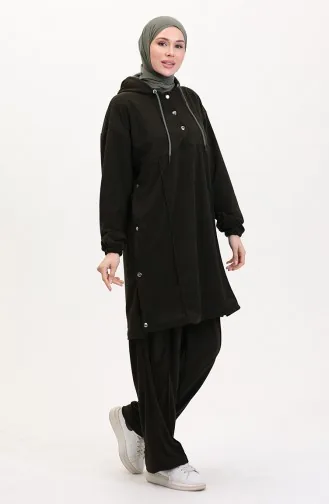Ensemble Deux Pièces Tunique à Capuche Et Pantalon 0567-02 Kaki 0567-02