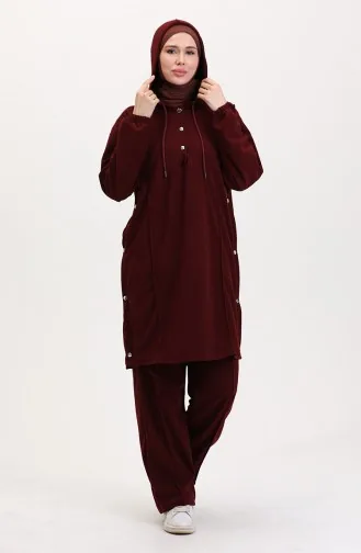 Ensemble Deux Pièces Tunique à Capuche Et Pantalon 0567-03 Bordeaux 0567-03