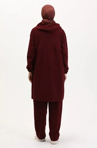 Ensemble Deux Pièces Tunique à Capuche Et Pantalon 0567-03 Bordeaux 0567-03
