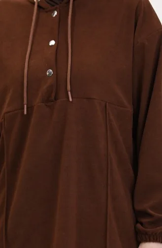 Hooded Tunic Trousers Two Piece Suit 0567-04 Brown 0567-04