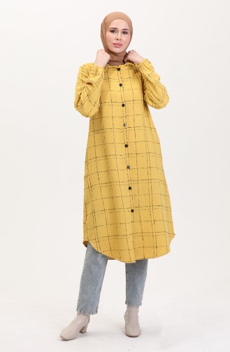 Tüvit Düğmeli Tunik 0564-02 Hardal