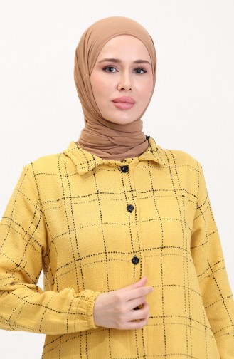 Tüvit Düğmeli Tunik 0564-02 Hardal