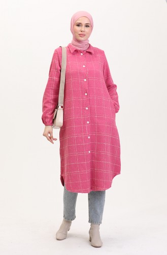 Tüvit Düğmeli Tunik 0564-03 Pembe