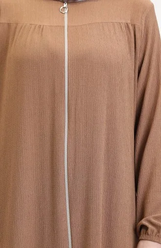 Kolu Lastikli Fermuarlı Ferace 5055-02 Sütlü kahve