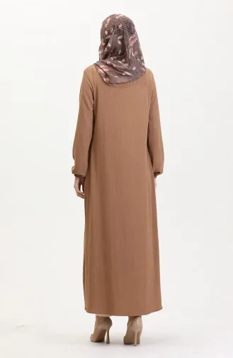 Kolu Lastikli Fermuarlı Ferace 5055-02 Sütlü kahve