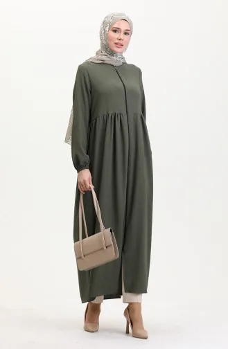 Kolu Lastikli Fermuarlı Ferace 5056-03 Haki