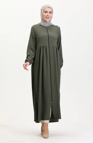 Kolu Lastikli Fermuarlı Ferace 5056-03 Haki