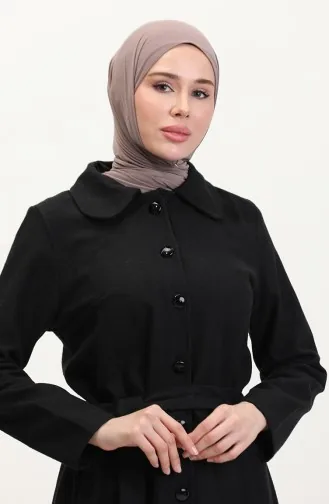 معطف كشمير بحزام 5502-04 أسود 5502-04