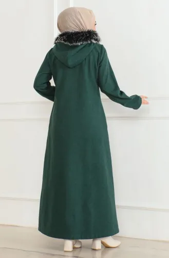 معطف فرو بغطاء للرأس 2058-03 أخضر زمردي 2058-03