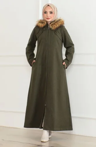 Manteau En Fourrure à Capuche 2058-04 Kaki 2058-04