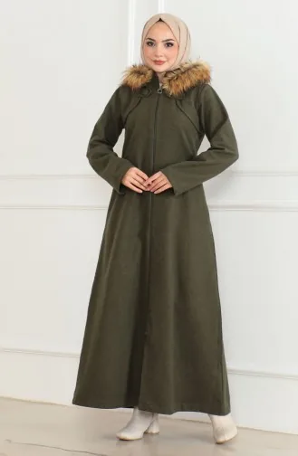 Manteau En Fourrure à Capuche 2058-04 Kaki 2058-04