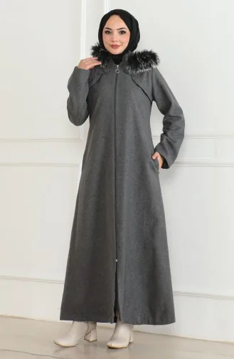 Kapüşonlu Kürklü Kaban 2058-05 Antrasit