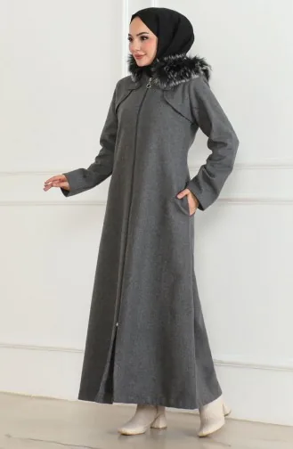 Kapüşonlu Kürklü Kaban 2058-05 Antrasit