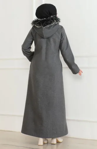 Kapüşonlu Kürklü Kaban 2058-05 Antrasit