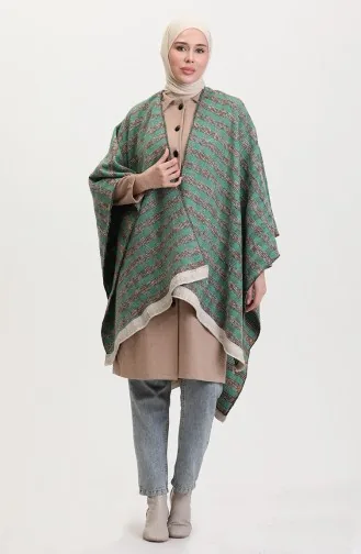 Poncho Shoulder Shawl 2005-01 Green Mink 2005-01