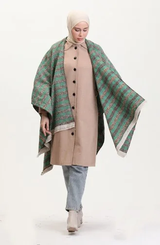 Poncho Shoulder Shawl 2005-01 Green Mink 2005-01