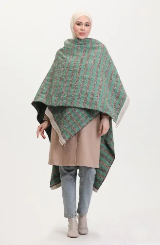 Poncho Shoulder Shawl 2005-01 Green Mink 2005-01