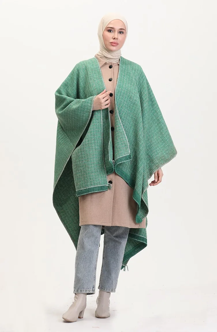 Poncho Shoulder Shawl 2014-01 Emerald Green 2014-01