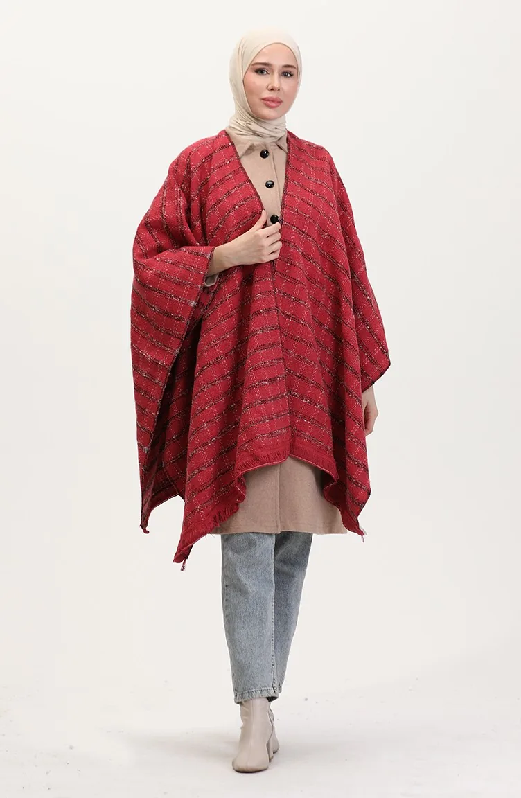 Poncho Shoulder Shawl 2020-01 Red 2020-01